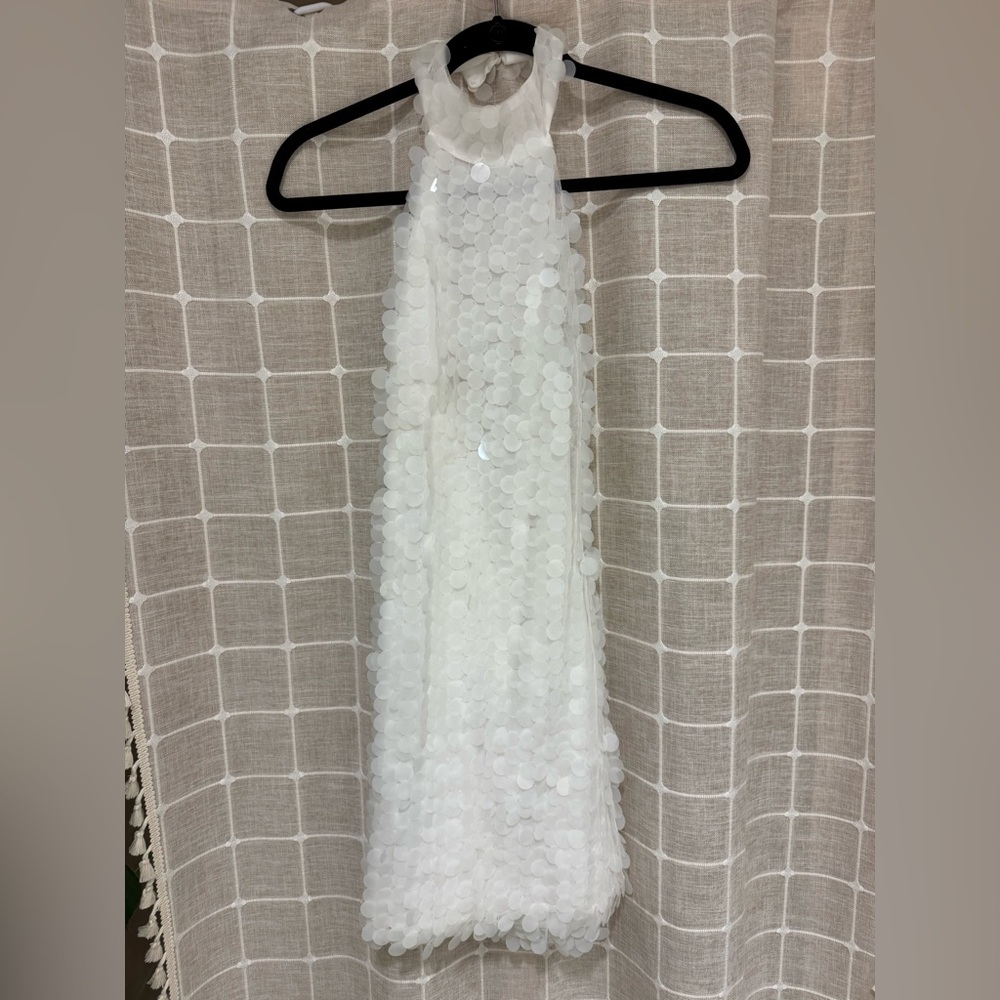 12th Tribe Vera White Payette Sequin Mini Dress